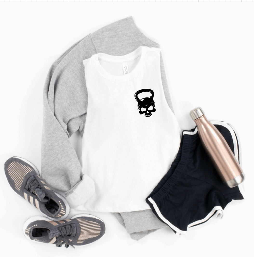 Kettlebell skull cropped tank